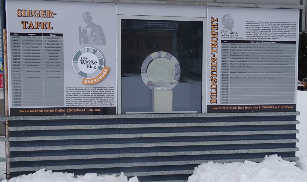 Ehrentafel - der weiße Ring die Sieger- und Ehrentafel der Skirunde "der weiße Ring" in Lech